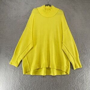 Free People Sweater Womens Medium Afterglow Inside Out Mock Neck Oversized Neon